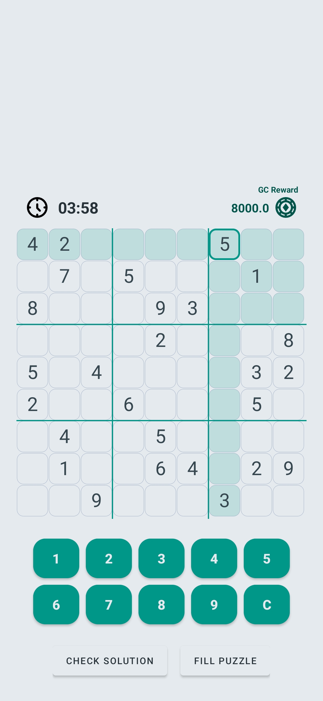 Sudoku Blitz Game Board